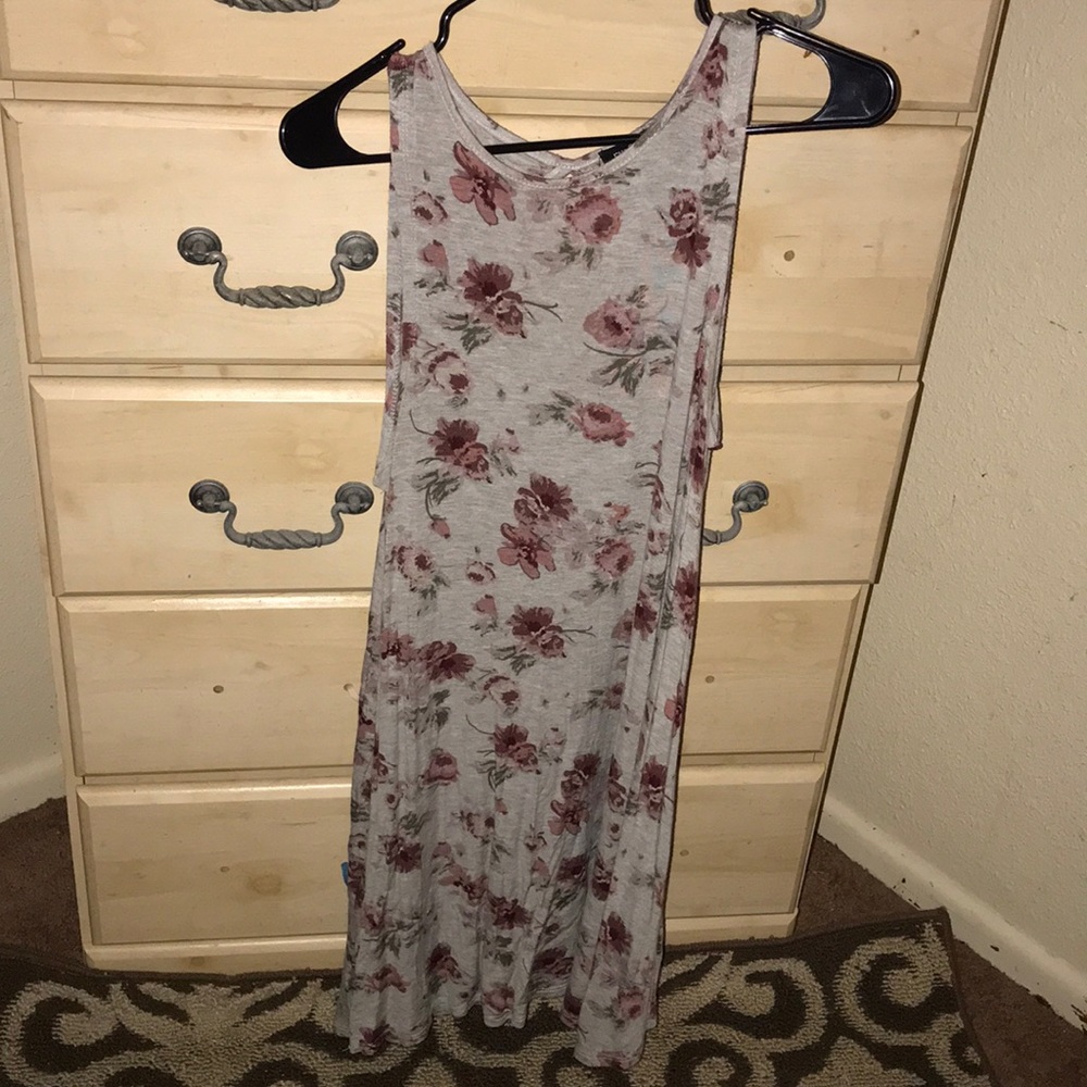 Grey floral print dress